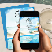 婚約プールパーティー水彩ビーチ 招待状