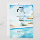 婚約プールパーティー水彩ビーチ 招待状 (正面)