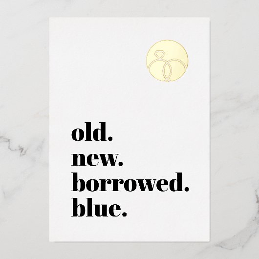 婚約ミニマルリングや輪日付の写真金ゴールドの保存 箔招待状 (正面)