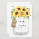 婚約メイソンジャーサンフラワーズカントリーウェディング 招待状 (正面/裏面)