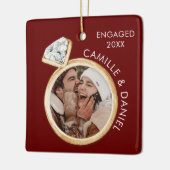 婚約モダンクリスマスフォトオーナメント セラミックオーナメント (左)