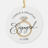 婚約モダンクリスマスフォトオーナメント セラミックオーナメント (正面)