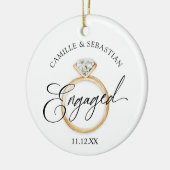 婚約モダンクリスマスフォトオーナメント セラミックオーナメント (左)