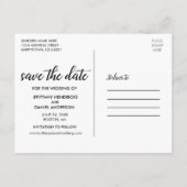 婚約モダンスクリプト日付写真を保存 ポストカード (裏面)