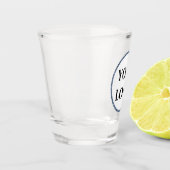 婚約モダンユニークパーソナライズされたロゴの追加 ショットグラス (左)