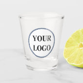 婚約モダンユニークパーソナライズされたロゴの追加 ショットグラス (正面)