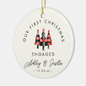 婚約モダン初めてのクリスマスズコージープレイド セラミックオーナメント (左)