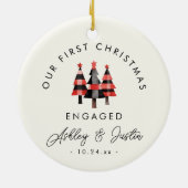 婚約モダン初めてのクリスマスズコージープレイド セラミックオーナメント (裏面)