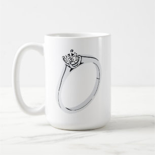 婚約リングや輪と日付 コーヒーマグカップ