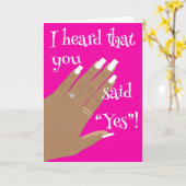 婚約リングや輪の表示アフリカ系アメリカ人グリーティング カード (黄色い花)