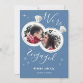 婚約リングや輪カップルの写真婚約した 案内状 (正面)