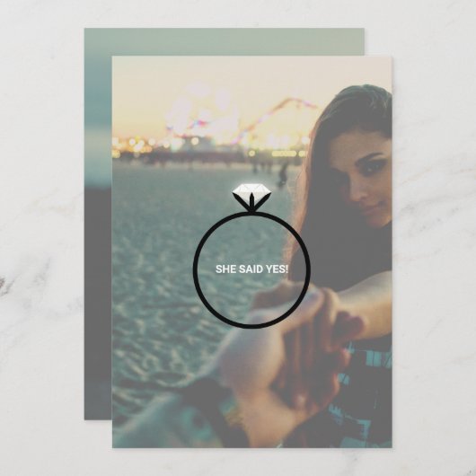 婚約リングや輪パーティの招待状 招待状 (正面/裏面)