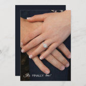 婚約リングや輪写真の保存日付 招待状 (正面/裏面)