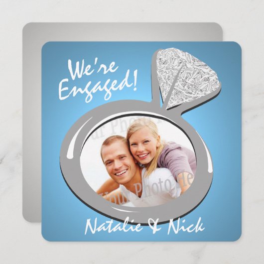 婚約リングや輪写真の発表 案内状 (正面/裏面)