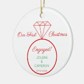 婚約リングや輪前後ストライプのオーナメント セラミックオーナメント (左)