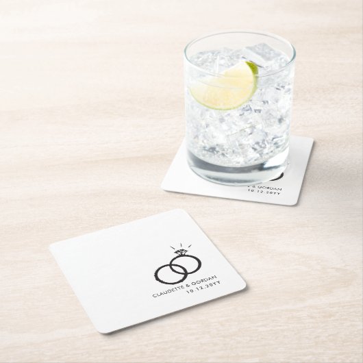 婚約リングや輪 |婚約パーティスクリプト スクエアペーパーコースター (インサイチュ)