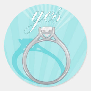 婚約リングや輪「Yes」 – 青 ラウンドシール