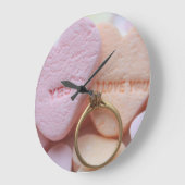 婚約リングクロックキャンディハート ラージ壁時計 (傾斜)