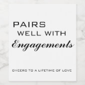 婚約ワインラベル、婚約ギフト、ペアウェル ワインラベル (シングルラベル)