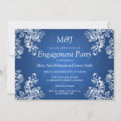 婚約ヴィンテージ結婚が2つのサファイアブルーを旋回 招待状 (正面)