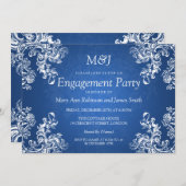 婚約ヴィンテージ結婚が2つのサファイアブルーを旋回 招待状 (正面/裏面)