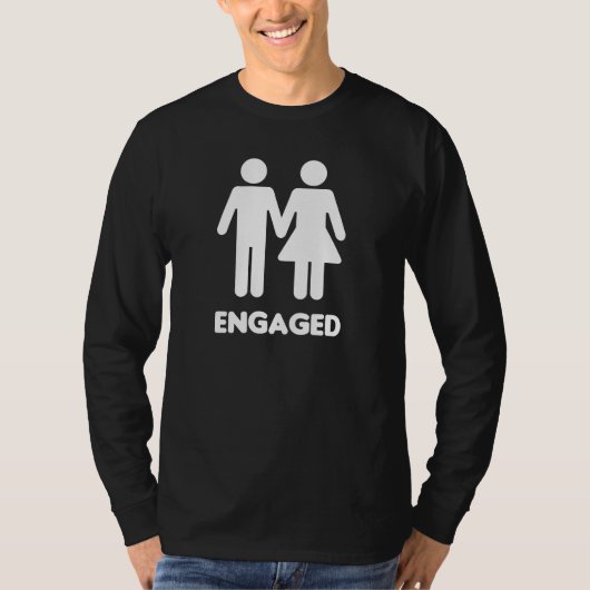 婚約中のカップル (白いシルエット) Tシャツ (正面)