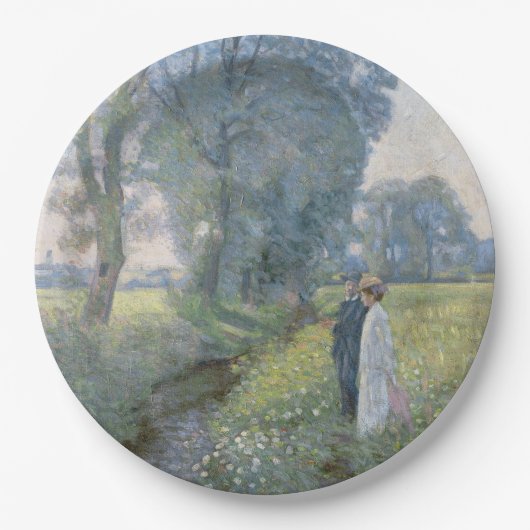 婚約中のカップル(結婚と婚姻) ペーパープレート (正面)