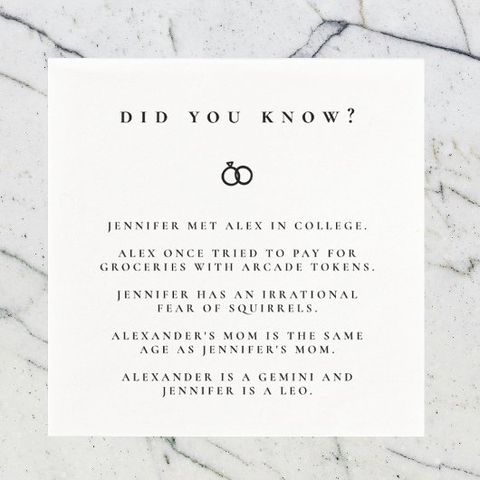 婚約事実 スタンダードカクテルナプキン