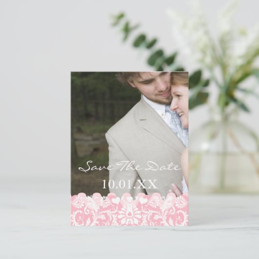 婚約写真の日付の保存 ポストカード (スタンド正面)
