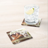 婚約写真の結婚式の日付の保存 スクエアペーパーコースター (インサイチュ)