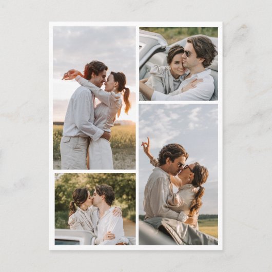 婚約写真の結婚式の日付の保存 案内ポストカード (正面)