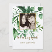 婚約写真アナウンスカーモダンド葉の数 招待状 (正面)