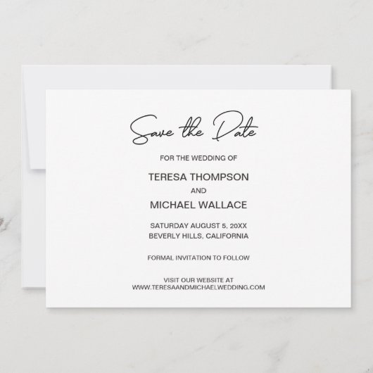 婚約写真モダン日付スクリプトの保存 セーブザデート (裏面)