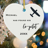 婚約写真、[名前]彼の共同パイロットと飛行機を見つけた セラミックオーナメント