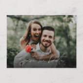 婚約写真QRコード結婚式日付の保存 案内ポストカード (正面)