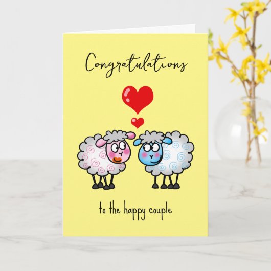 婚約夫婦おめでとう カード (黄色い花)