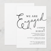 婚約婚約した, モダン, 結婚's，ミニマリスト 招待状 (正面/裏面)