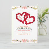 婚約招待カードサイズ： 5" x 7" 招待状 (スタンド正面)