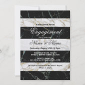 婚約招待状ストライプ白黒マーブル 招待状 (正面)