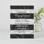 婚約招待状ストライプ白黒マーブル 招待状 (スタンド正面)