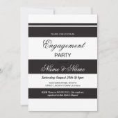 婚約招待状ストライプ白黒 招待状 (正面)