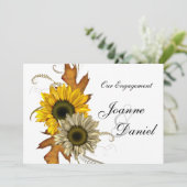 婚約招待状ホワイトイエローヒマワリフローラ 招待状 (スタンド正面)