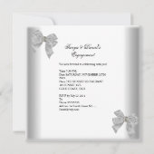 婚約招待状ホワイトシルバーオーバーレイボウジュエル 招待状 (裏面)
