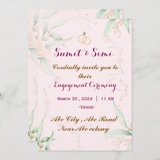 婚約招待状 招待状 (正面/裏面)