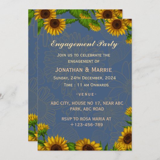 婚約招待状 招待状 (正面/裏面)