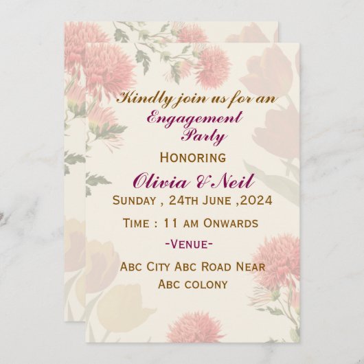 婚約招待状 招待状 (正面/裏面)