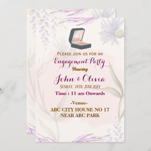 婚約招待状 招待状 (正面/裏面)