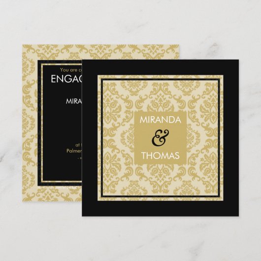 婚約招待状:: damask colors 3 招待状 (正面/裏面)
