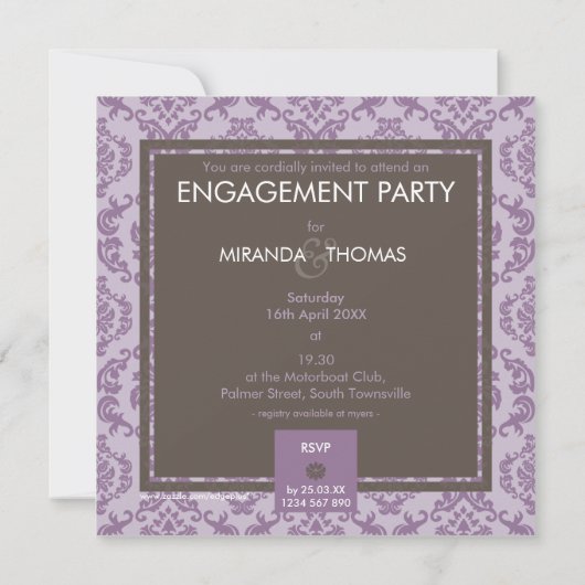 婚約招待状:: damask colors 7 招待状 (裏面)