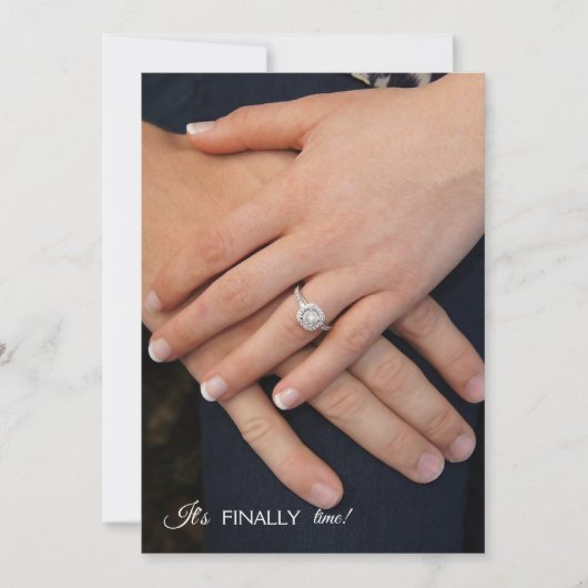 婚約指輪の写真付きSave the Date 招待状 (正面)